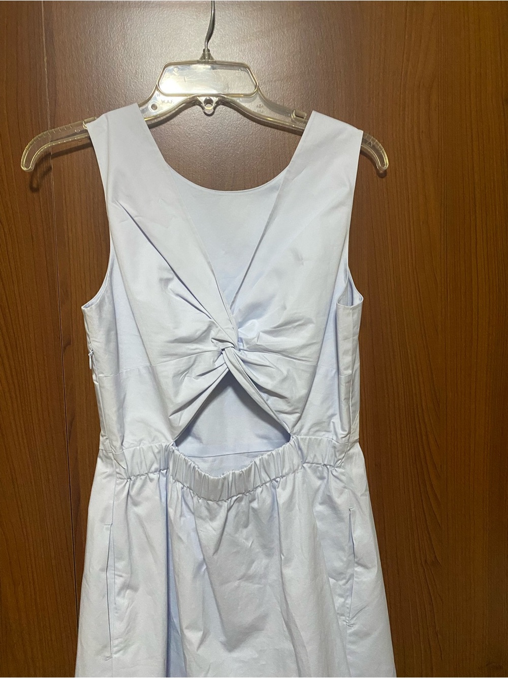 Everlane cotton poplin sleeveless light blue back cutout summer midi dress  S - Picture 6 of 8